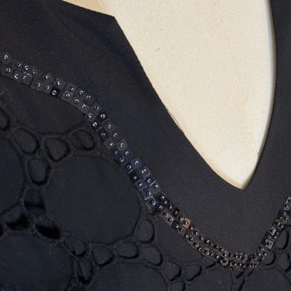 HALE BOB‎ Cabana Black Eyelet Sequins Summer Beach Vacation Party Size L Mini - Picture 5 of 8